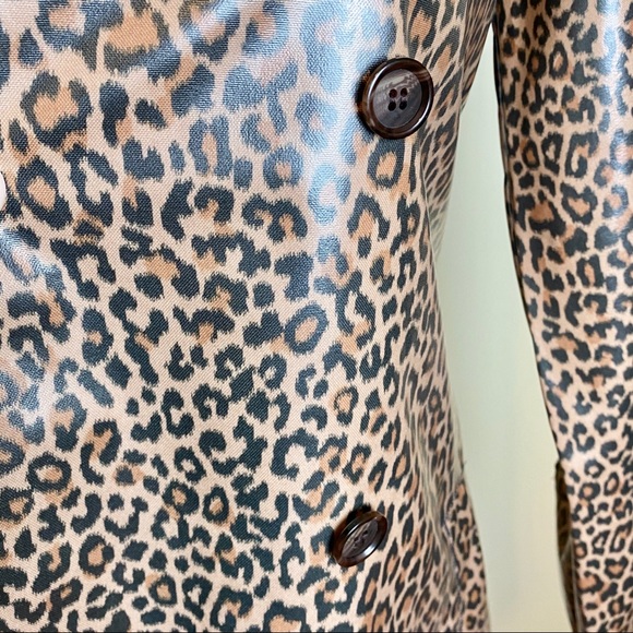 Leopard Print Water Resistant Coated Trench Coat - Picture 5 of 8